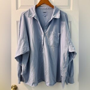 Aerie Take it Easy Popover Polo Sweatshirt Monaco Blue XL 1